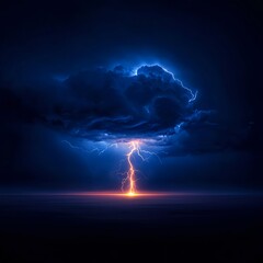 Fototapeta premium Intense Lightning Strike Over Dark