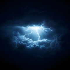 Intense Lightning Strike Through Dark Clouds at Night