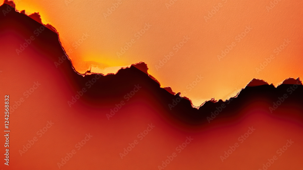 Poster abstract close up of fiery paper edges with glowing embers, showcasing vibrant orange and red hues t