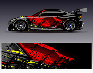 Car wrap design vector. Graphic abstract stripe racing background designs for vehicle, rally, race, adventure and car racing livery