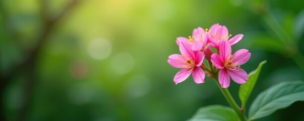 Obraz premium delicate sprig of Ononis Arvensis with pink flowers, flower, flora