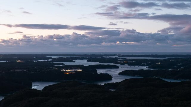 Ria Coast in Ago Bay in Ise-Shima, Mie Prefecture, Japan at Sunrise (Timelapse | ZOOM IN)