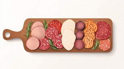 Assorted Deli Meats on Wooden Cutting Board