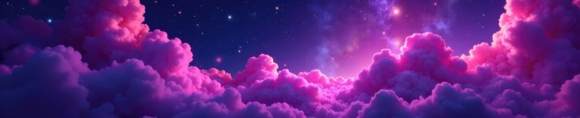 Obraz premium Purple and pink gas clouds suspended in starry blackness, stars, galaxy