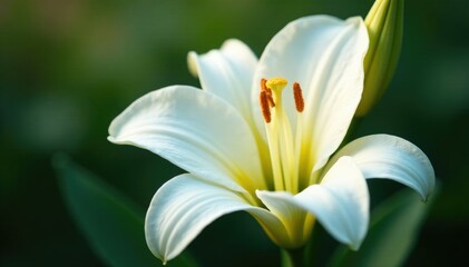 Fototapeta premium Pure white daylily petals with subtle yellow highlights, botanical, white, blossoms