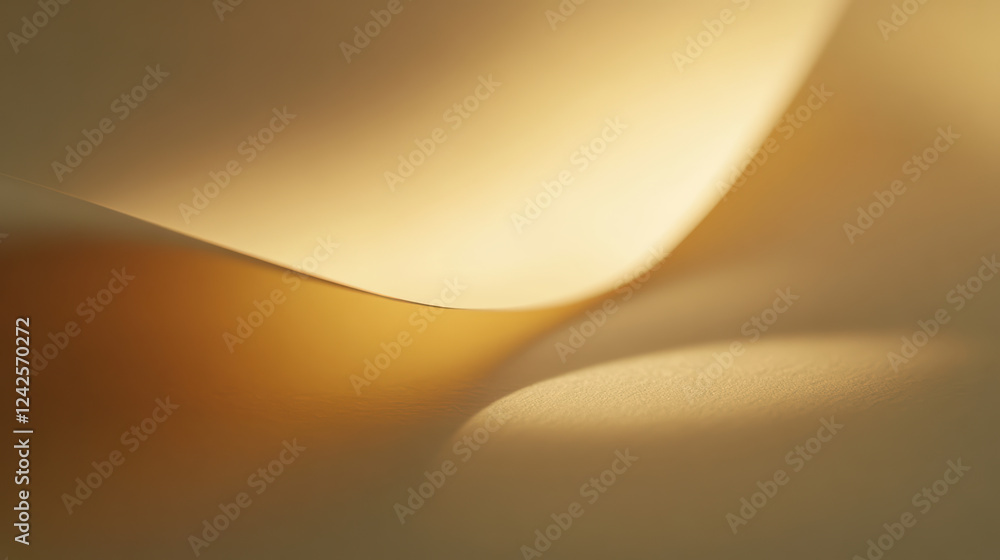Aufkleber close up of soft, glowing paper curves creating warm ambiance. gentle light enhances texture and sub