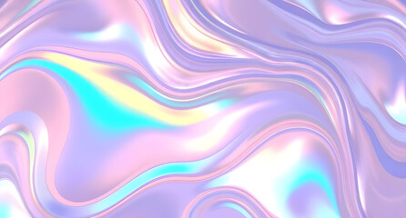 Fototapeta premium Holographic fluid swirls background. Rainbow iridescence shifting with movement