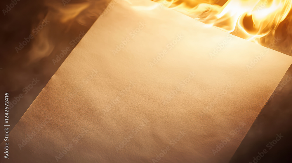 Aufkleber close up of piece of paper illuminated by flames, creating dramatic and intense atmosphere. fire cas