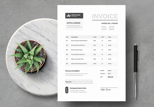 Clean And Modern Invoice Design for Branding