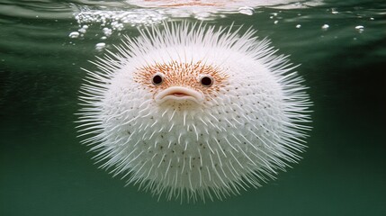 Fototapeta premium Spiny Pufferfish Underwater Ocean Portrait, Close-up