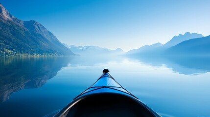 Kayaking on a Calm Mountain Lake