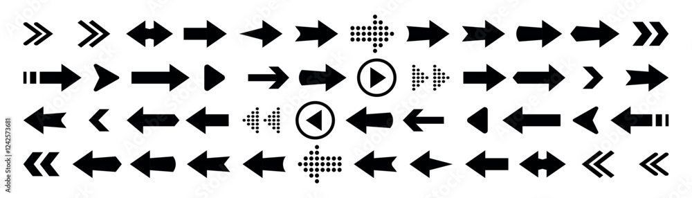 Poster arrow icons of arrow icons set. cursor. collection different arrows sign. modern simple arrows. vect