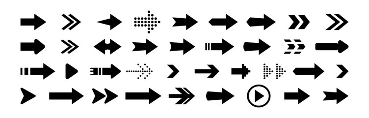 Arrow icons. Vector illustration of arrow icons set. Cursor. Collection different arrows sign. Modern simple arrows..