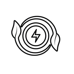 sustainable icon. green energy vector. tree and lightning symbol. reuse, recycle, net zero, green energy, eco friendly concept. Line design style