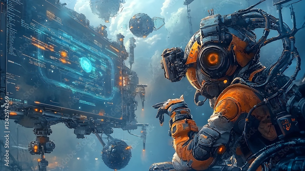 Aufkleber Mysterious interstellar communication detected on scientist s computer in a high tech futuristic laboratory prompting further investigation and of extraterrestrial intelligence
