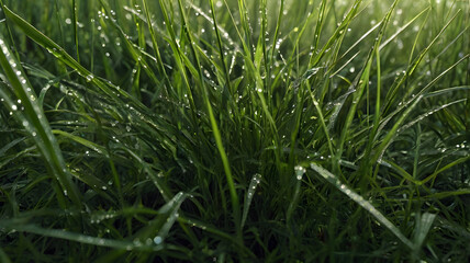 green grass with dew