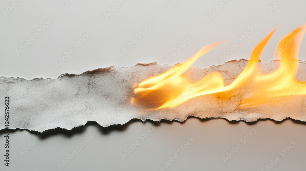 Aufkleber close up of flame interacting with textured paper, creating dynamic visual effect. contrast between 