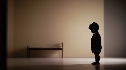 silhouette of a woman standing in a corridor