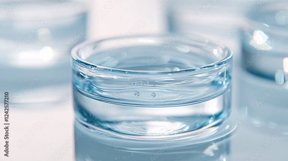 Poster petri dish filled with liquid substance used for scientific experiment in laboratory setting