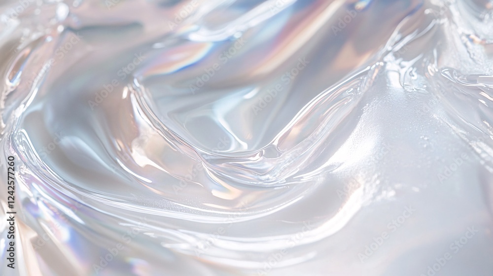 Aufkleber Abstract liquid surface gently moving with iridescent reflections, creating a mesmerizing and elegant backdrop