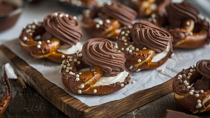 Chocolate cream-stuffed pretzel knots