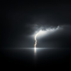 Obraz premium Lightning Strike Over Dark Ocean at Night