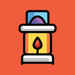 Lantern, camping lantern, outdoor lamp doodle cartoon, minimalist vector illustration, simple concept, Isolated and suitable for any project
