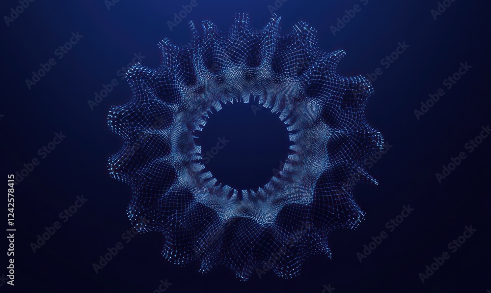 Poster abstract circular wave pattern on dark backdrop; can be used for presentations or technology backgro