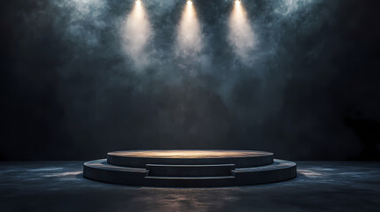 Minimalist Black Stage Under Spotlights