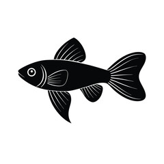 Guppy Silhouette Vector Art and Guppy Fish Black Design Illustration