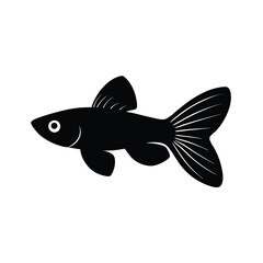 Guppy Silhouette Vector Art and Guppy Fish Black Design Illustration
