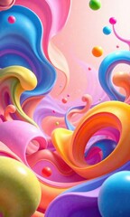 Vibrant and playful background with swirling shapes in bright colors, playful, swirl
