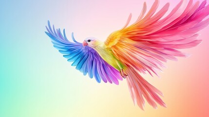 Obraz premium Colorful Bird with Vibrant Rainbow Wings in Flight