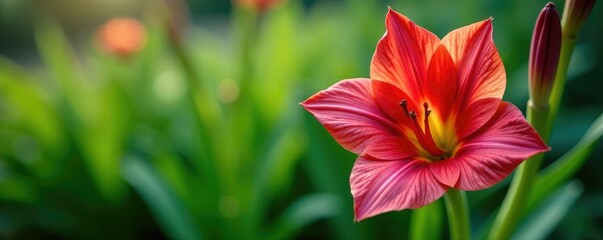 Fototapeta premium Low-growing, rosette-shaped gladiolus-like leaves, succulent, glattblatt