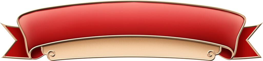 Chinese text box frame 3D style, ui game menu elements, red oblong banners and gold ornate rims. © Sakunrat