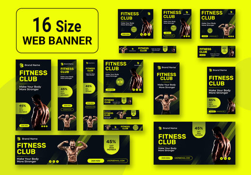 Fitness Club Web Banner Ads Template