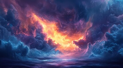 Fiery Celestial Cloudscape Over a Calm Sea © Andi