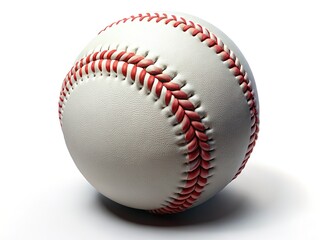 Macro Close-up of Baseball Texture, Stitches & Leather Detail - Clipping Path