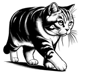 Beautiful cat in full-body, vector sketch, SVG, isolated on white background	