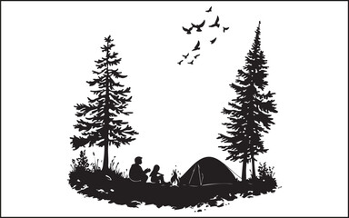 camping in the forest
