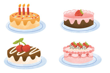 Birthday cake hand drawn collection