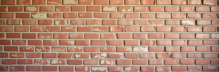 Obraz premium Weathered red brick wall with cracks and crevices, worn stone, rural landscape