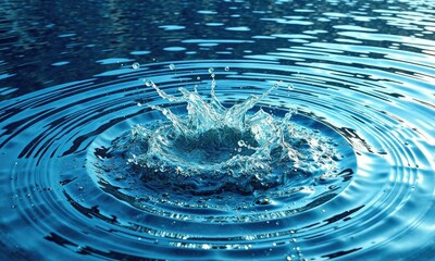 Water splashing on the surface with ripples and waves , wavy splash, fresh liquid motion
