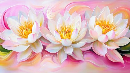 Obraz premium Serene Pink Water Lilies in Abstract Whirlwind