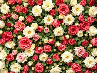 Wall of Artificial Flowers in a Classic Floral Pattern, living room decor, vintage floral wallpaper, floral art