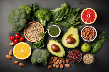 Fresh vegetables. Vegetarian ingredients for cooking on dark rustic wooden background