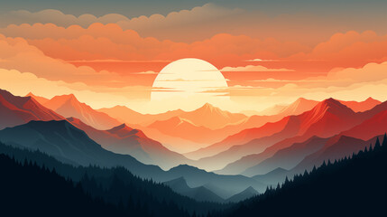 Obraz premium Mountains landscape. landscape in sunset. Sky landscape