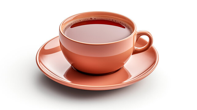 Cup of tea. Glass cup of hot aromatic tea on white background