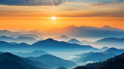 Fototapeta premium Mountains landscape. landscape in sunset. Sky landscape