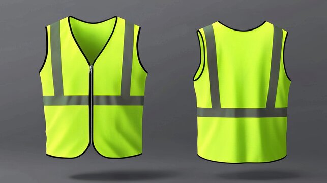 Fluorescent Green Safety Vest with Reflective Stripes 